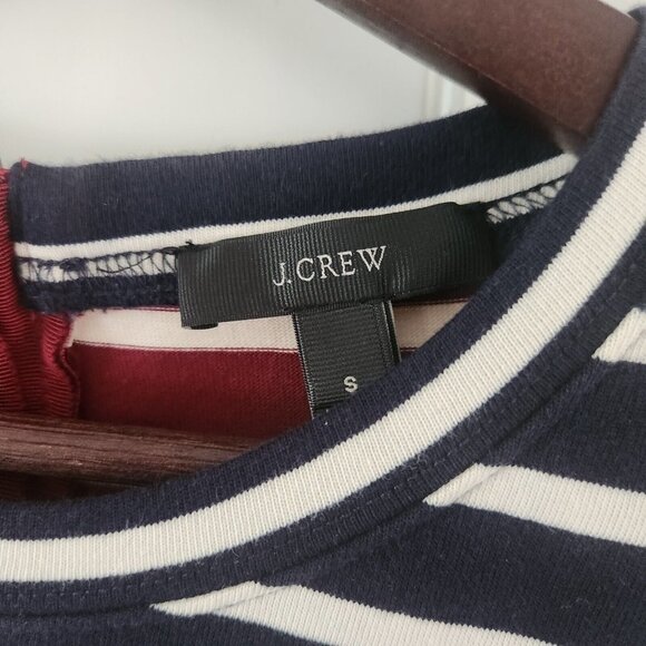 J Crew Mixed Stripe Blue Red 3/4 Sleeve Zipper Back Size Small Womens - Picture 6 of 6